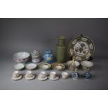 A Collection of Oriental Ceramics to Include Lidded Cup, Ginger Jar, Celadon Vase (drilled),