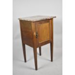 An Edwardian Inlaid Mahogany Marble Topped Bedside Cabinet, 40cm