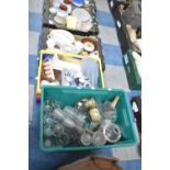 Three Boxes Containing Various Ceramics and Glassware to Include Dolls Teaservice, Drinking Glasses,