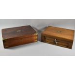 A Late 19th Century Brass Mounted Mahogany Canteen Box Together with an Edwardian Oak Example