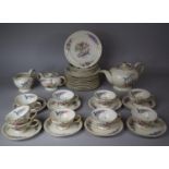 A German Winnefred Pattern Tea Set to comprise Teapot, Lidded Sugar, Milk, Saucers, Side Plates,