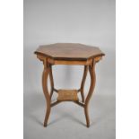 An Edwardian Inlaid Rosewood Occasional Table with Scalloped Octagonal Top and Square Stretcher