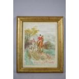 A Framed Watercolour Depicting Huntsman with Hounds and Inscribed, "With My Sincerest Good Wishes to