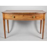 A 19th Century Mahogany Bow Fronted Side Table with Single Long Drawer Having Turned Brass