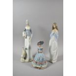 A Nao Figure of Girl, Spanish Figure of Water Carrier (AF) and a Capodimonte Lady