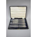 A Cased Set of Six Silver Handled Butter Knives