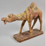 A Vintage Carved Wooden Study of a Camel on Rectangular Plinth, 35cm Long