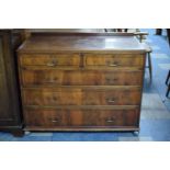 A 19th Century Galleried Mahogany Chest of Two Short and Three Long Drawers, Top Has Scratch Marks