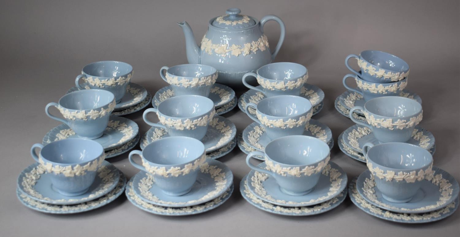 A Wedgwood of Etruria Teaset to Comprise Teapot (Spout Chipped), Saucers, Side Plates, Cups (