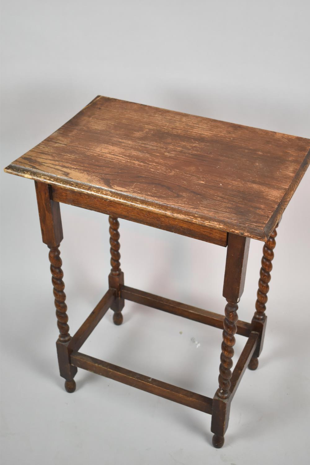 A Mid 20th Century Oak Rectangular Barley Twist Occasional Table, 58cm wide - Image 2 of 2