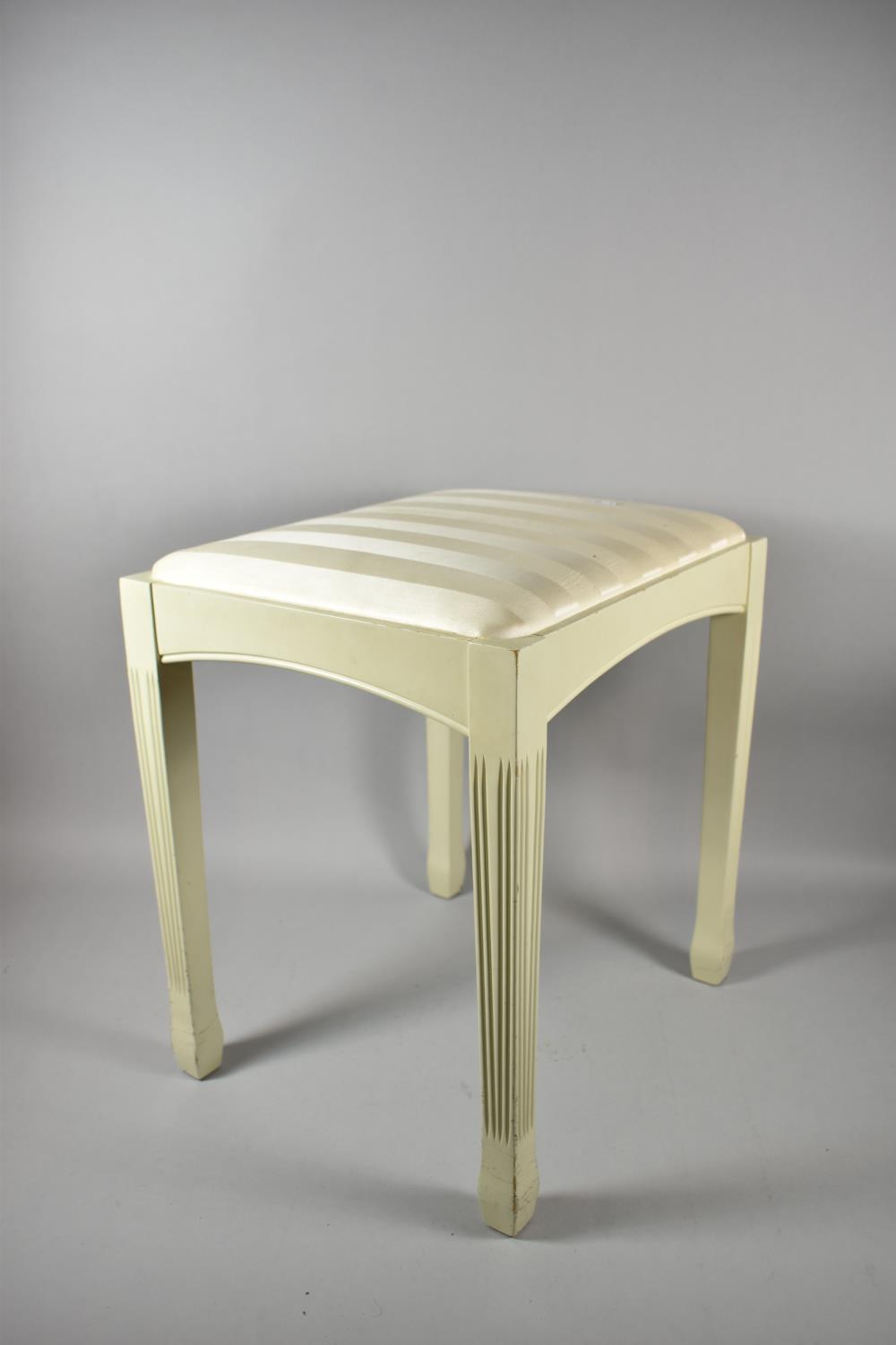A Cream Painted Rectangular Dressing Table Stool, 42cm wide