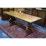 A Plank Top Refectory Dining Table, 195x74cm