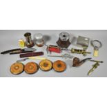 A Small Collection of Curios to Include Bakelite Ashtray, Pewter Cigarette Box, Double Action