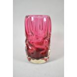 A Vintage Whitefriars Style Cranberry Glass Vase, 18.5cm high