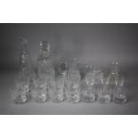 A Collection of Various Cut Glass to Include Tumblers, Sherries, Jugs, Decanters to Include Tudor