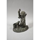A 19th Century Spelter Clock Mount in the Form of Cherub as Blacksmith with Anvil and Bucket, 17cm