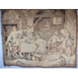 A Continental Tapestry Wall Hanging, Musketeers in Tavern, 183cm wide