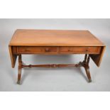 A Late 20th Century Crossbanded and String Inlaid Drop Leaf Coffee Table with Two Drawers, 96cm wide