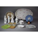 A Collection of Various Ceramics to Include French Gilt and Floral Decorating Draining Dish, Various