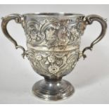 An Impressive and Important Irish Silver Two Handled Loving Mug with Central Band "Presented to