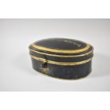 A Victorian Toleware Oval Wig Box with Gilt Decoration and the Hinged Lid Inscribed for E R