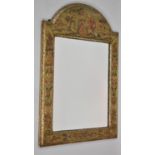 A Gilt and Tapestry Framed Arched Topped Wall Mirror, 78cm High