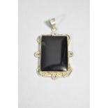 A Silver and Polished Crystal Rectangular Pendant, Stamped JJC, Sheffield 925, 6cm high