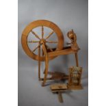 A MId 20th Century Spinning Wheel with Accessories
