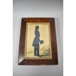 A 19th Century Framed Silhouette of Gent with Top Hat, 25.5cm High