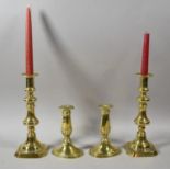 Two Pairs of Brass Candlesticks, Tallest 24cm High