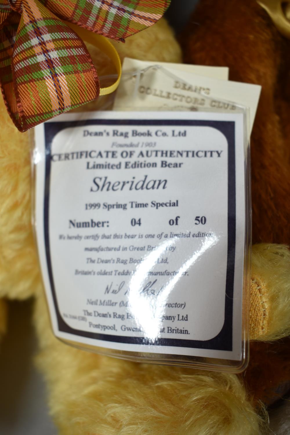 A Collection of Nine Deans Bears to Include Stringfellow 1/100, Osbert no.176, Hardy no.3182, Hobson - Image 3 of 4