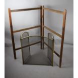 A Vintage Clothes Airer and Brass Mounted Triple Fire Guard