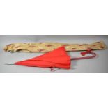 A Modern Leather Handled Ladies Red Parasol, 82cm long