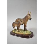 A Leonardo Study of Donkey and Foal, On Oval Wooden Plinth, 20.5cm Long