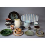 A Collection of Various Studio Pottery to Include Glazed Jugs, Bowls, Charger with Glazed