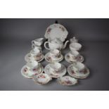 A Collection of Royal Crown Derby Floral Pattern Teawares to Include Cake Plate, Saucers, Side