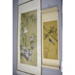 Two 20th Century Oriental Scrolls Depicting Birds and Flowers