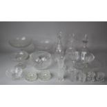 A Collection of Various Glasswares to Include Tazzas, Bowls, Decanters, Vases etc