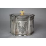 A Silver Plated Tea Caddy with Etched Swag Decoration, 14cm wide