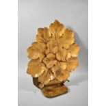 A Carved Wooden Tray in the Form of Vine Leaves and Grapes Set on Wooden Stand, Tray 36cm High