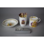 A Collection of Royal Commemorative Wares to Include Shelley Coronation Mug, Paragon Silver