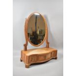 A 19th Century Style Serpentine Front Crossbanded and String Inlaid Dressing Table Mirror on