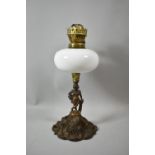A Late 19th/Early 20th Century Case Metal Figural Oil Lamp, The Support in the Form of Girl with