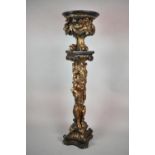 A Large Gilt Plaster Italian Torchere Stand in the Form of Lion with Crown Supporting Lion Mask Bowl