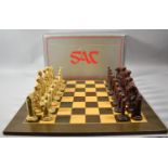 A Novelty Sherlock Holmes Chess Set, The Kings 13cm high, On 50cm Square Inlaid Wooden Chess Board