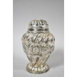 A Victorian Silver Repousse Work Wig Duster Pot of Baluster From, 11cm high, 128g London 1888