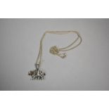 A Silver Novelty Pendant in the Form of a Jewelled Elephant on Silver Chain Stamped 925