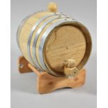 A Mid 20th Century Wooden Spirit Barrel on Stand, 15.5cm Long