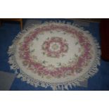 A Circular Indian Woollen Rug, Ganges Pattern, 130cm Diameter