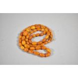 An Natural Amber Necklace of Graduated Oval Beads, 50cm long, 45g, Largest Bead 2cm